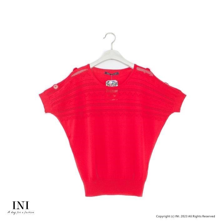 【INI】優雅質感、專櫃時尚針織上衣．紅色