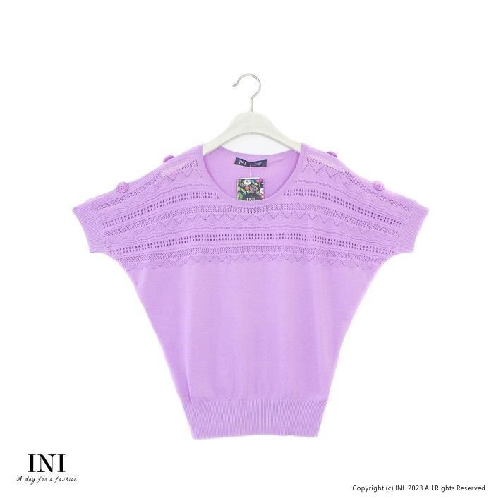 【INI】優雅質感、專櫃時尚針織上衣．淺紫色