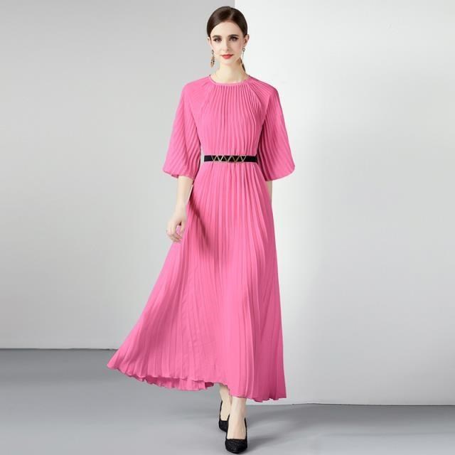 《D'Fina 時尚女裝》 三宅褶皺高級感梨形身材氣質減齡大擺裙