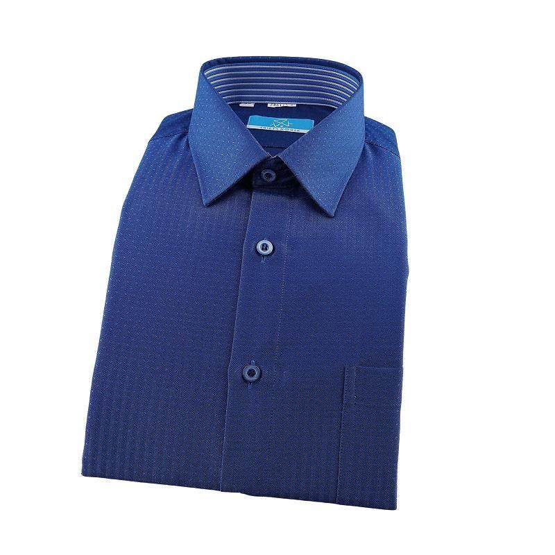 【襯衫工房】長袖襯衫-深藍色底螢光藍點點