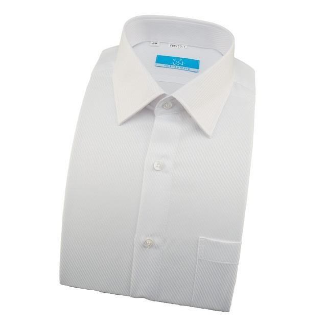 【襯衫工房】長袖襯衫-白色斜紋緹花素面 大碼45