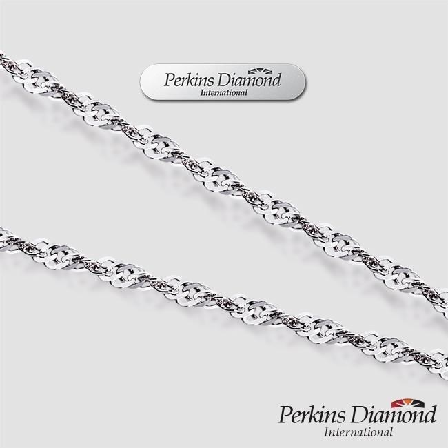 PERKINS 伯金仕 亮面水波鍊 14K白金項鍊 41CM