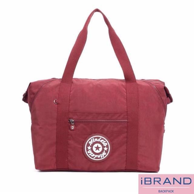 iBrand 輕盈素色防潑水尼龍側背旅行袋 -酒紅色 MDS-8596