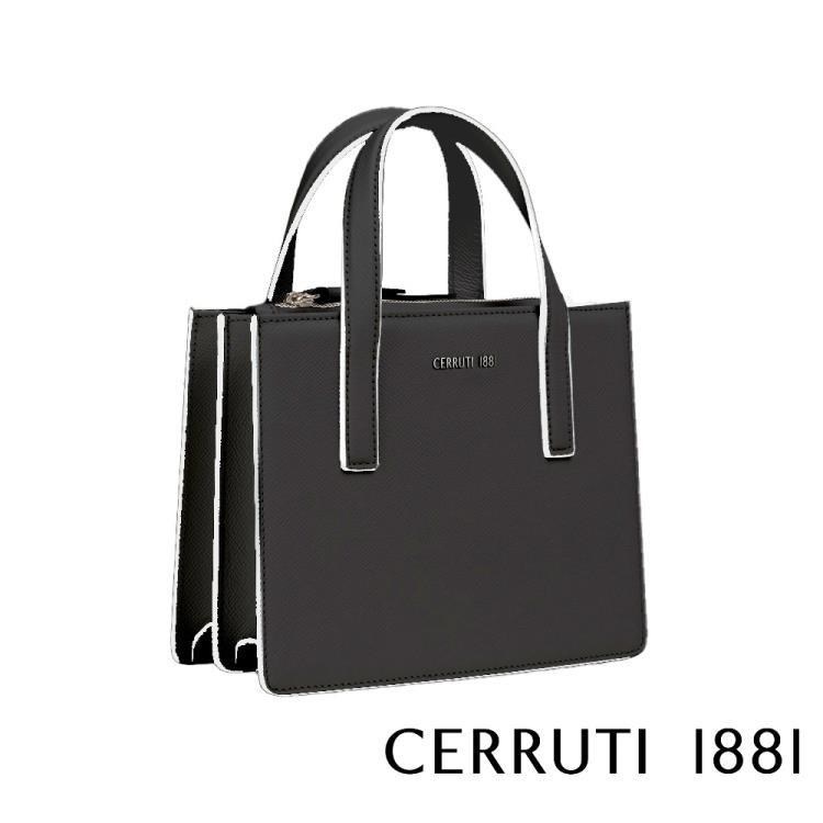 【Cerruti 1881】頂級義大利小牛皮手提包 FRIDA系列(黑色 CEBA05363M)