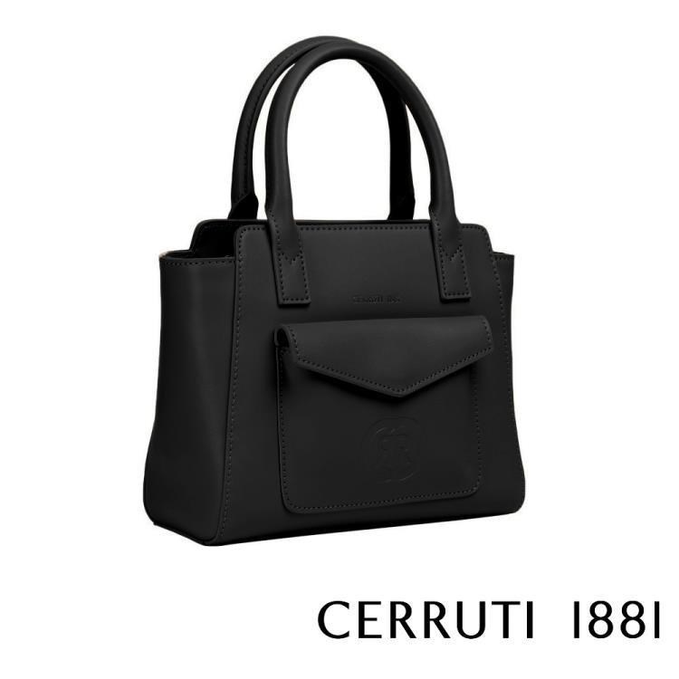 【Cerruti 1881】限量2折 頂級義大利小牛皮手提包 全新專櫃展示品(黑色 5268M)