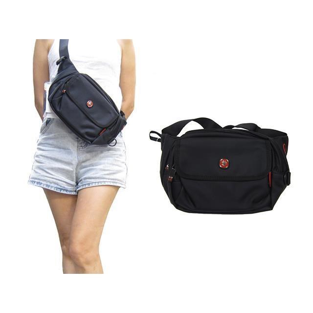 腰胸包中容量主袋+外袋共二層防水尼龍布MP3孔男女適用加強護腰透氣
