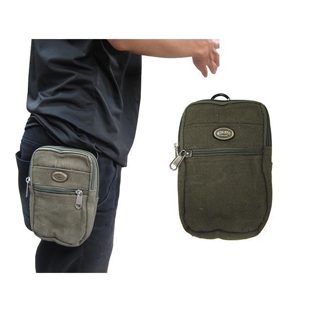 腰包5.5吋手機二層二拉鍊主袋+外袋共四層隨身物防水帆布