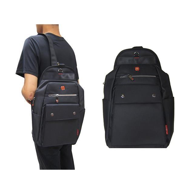 胸前包中大容量主袋+外袋共四層水瓶外袋防水尼龍布左右雙肩背