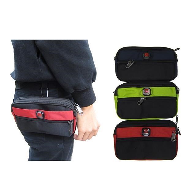 腰包掛式腰包5.5吋手機適用二主袋+外袋共三層防水尼龍布附長背帶