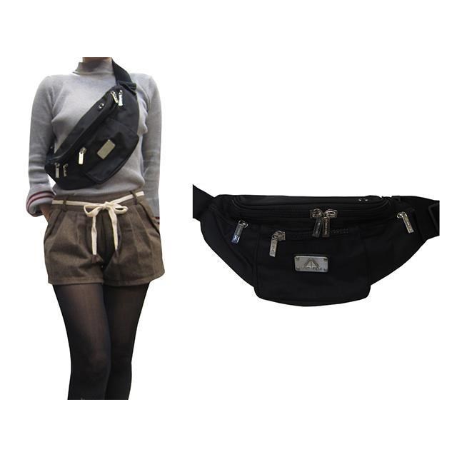 腰胸包中容量主袋+外袋共五層防水尼龍布MP3耳機孔