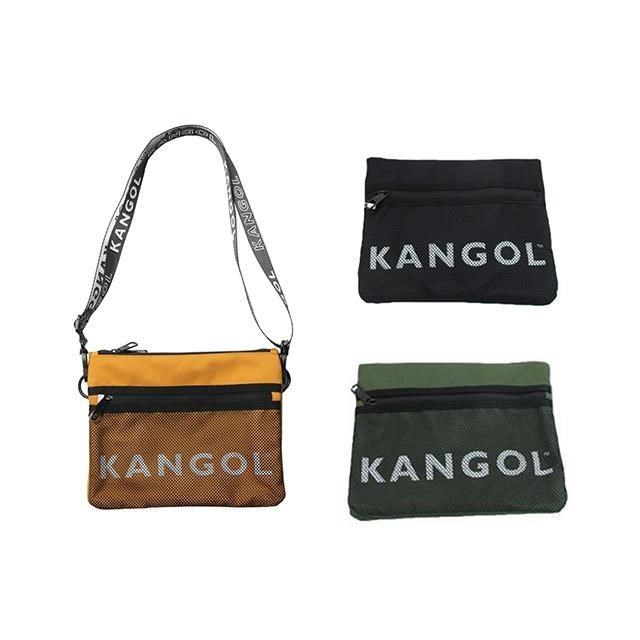 KANGOL 斜背包小型容量扁包二主袋+外袋共四層進口防水尼龍布材質
