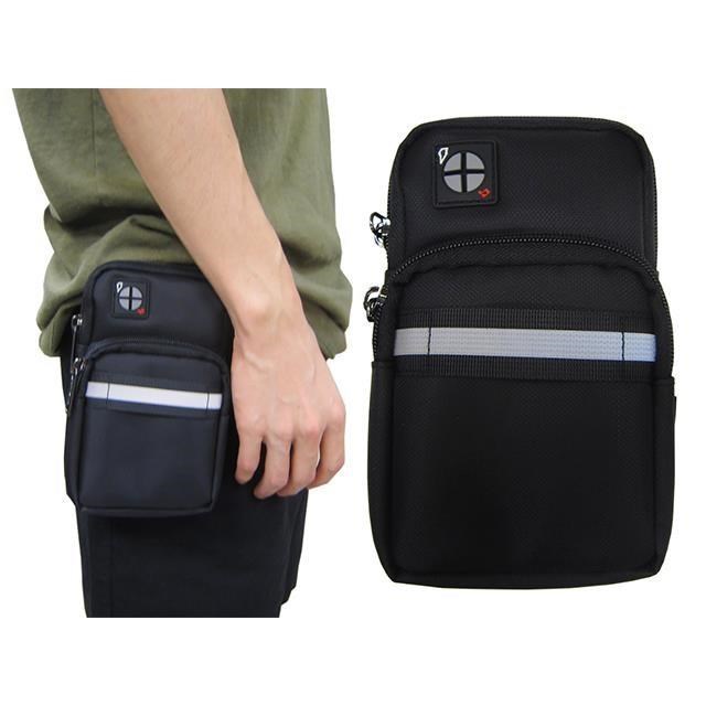 SPYWALK 腰包小容量5.5吋機主袋+外袋共二層防水尼龍布穿過皮帶固定