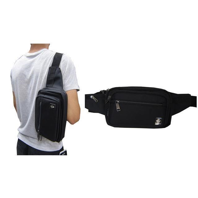 SPYWALK 腰包大容量二主袋+外袋共五層插筆外袋腰背肩背