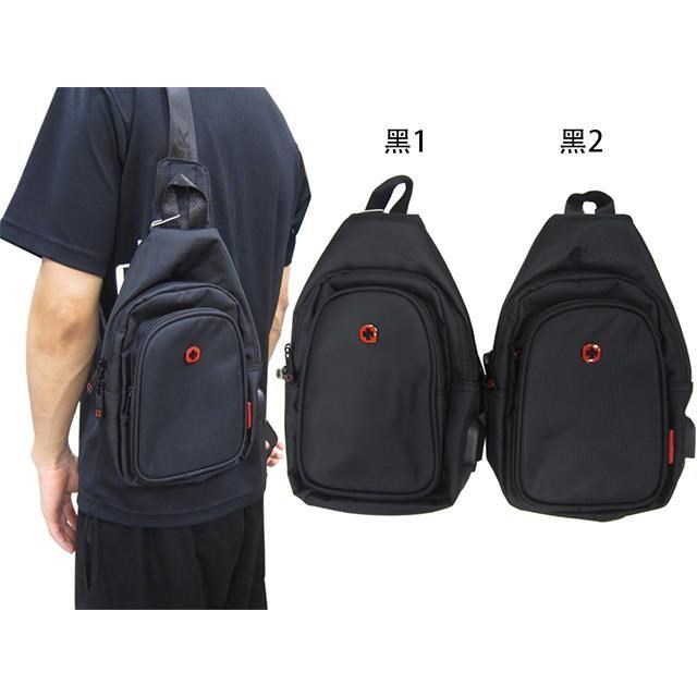 SPYWALK 胸背包超小容量主袋+外袋共三層防水尼龍USB+線單左右肩