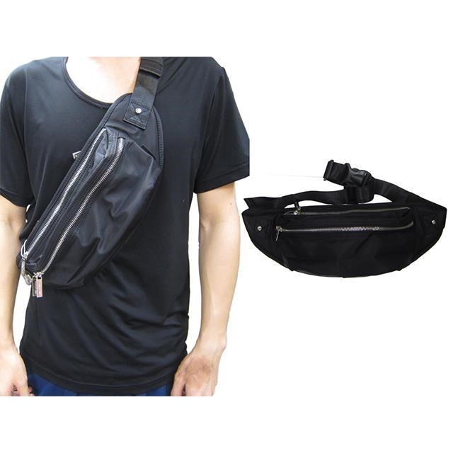 TaTi 腰胸包中容量三主袋防水尼龍布肩背帶上環帶調整長度後固定大齒拉鍊