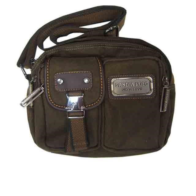SANDIA-POLO 斜側包小容量主袋+外袋共四層防水帆布+皮革