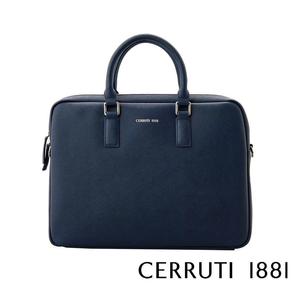 【Cerruti 1881】限量2折 頂級義大利小牛皮公事包肩背包 全新專櫃展示品(4466S)