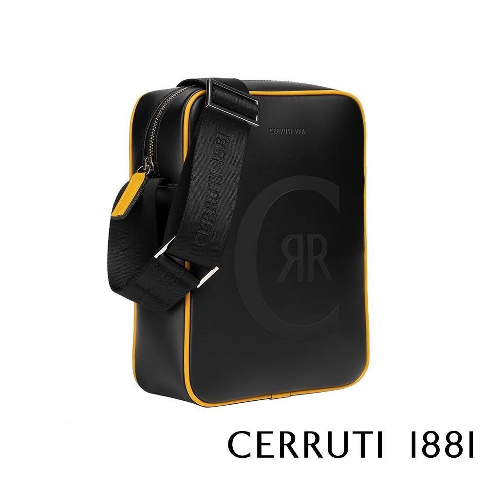 【Cerruti 1881】限量2折 頂級小牛皮肩背包斜背包 全新專櫃展示品(5479MBK)