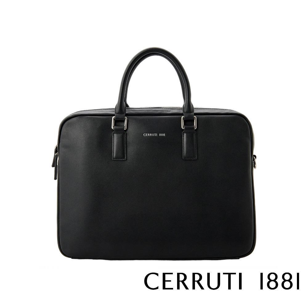 【Cerruti 1881】限量2折 義大利頂級小牛皮公事包肩背包 全新專櫃展示品(6486M)