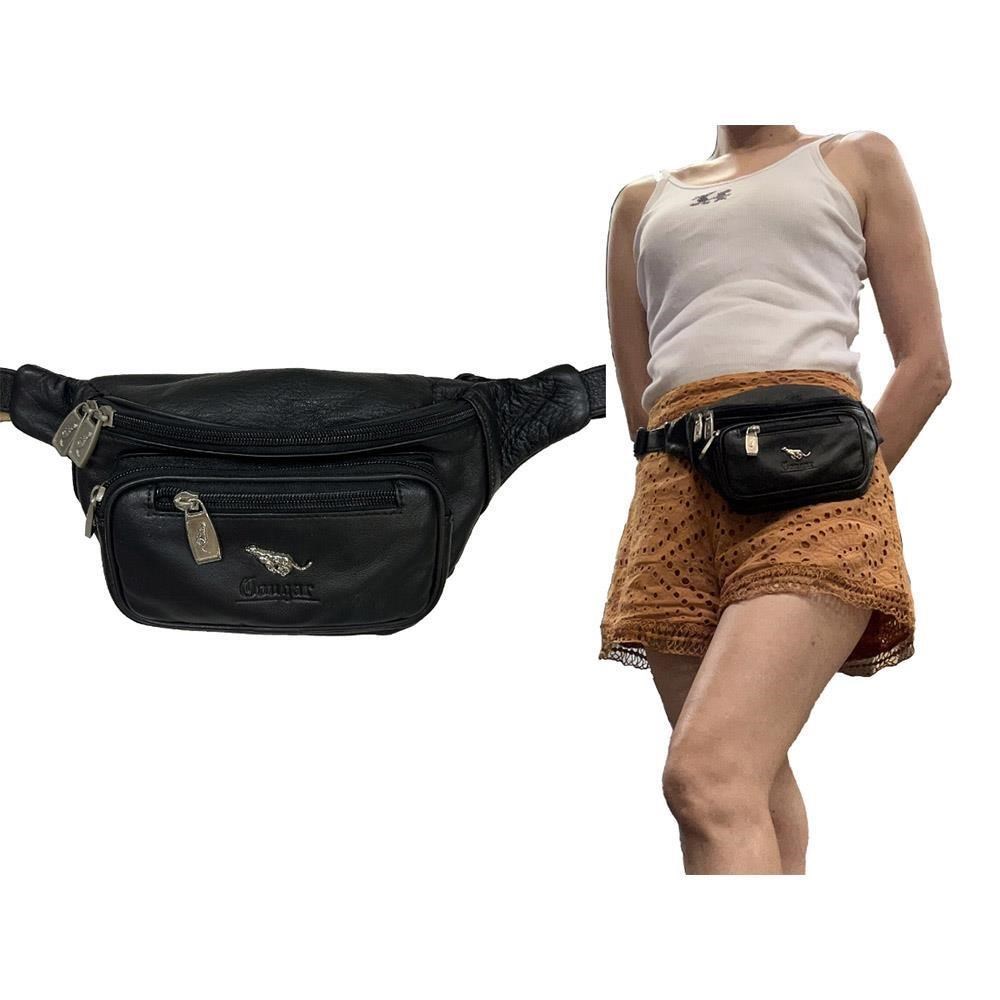 Cougar 腰包專小容量主袋+外袋共四層隨身物品防竊盜100%進口牛皮
