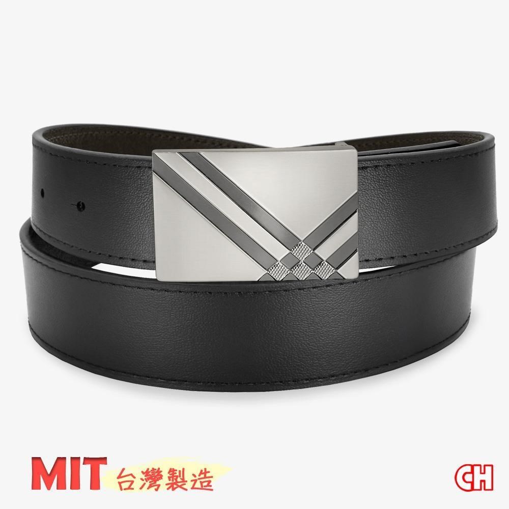 【CH-BELT 銓丞皮帶】休閒男皮帶 沉穩商務 男紳士扣皮帶腰帶(黑)