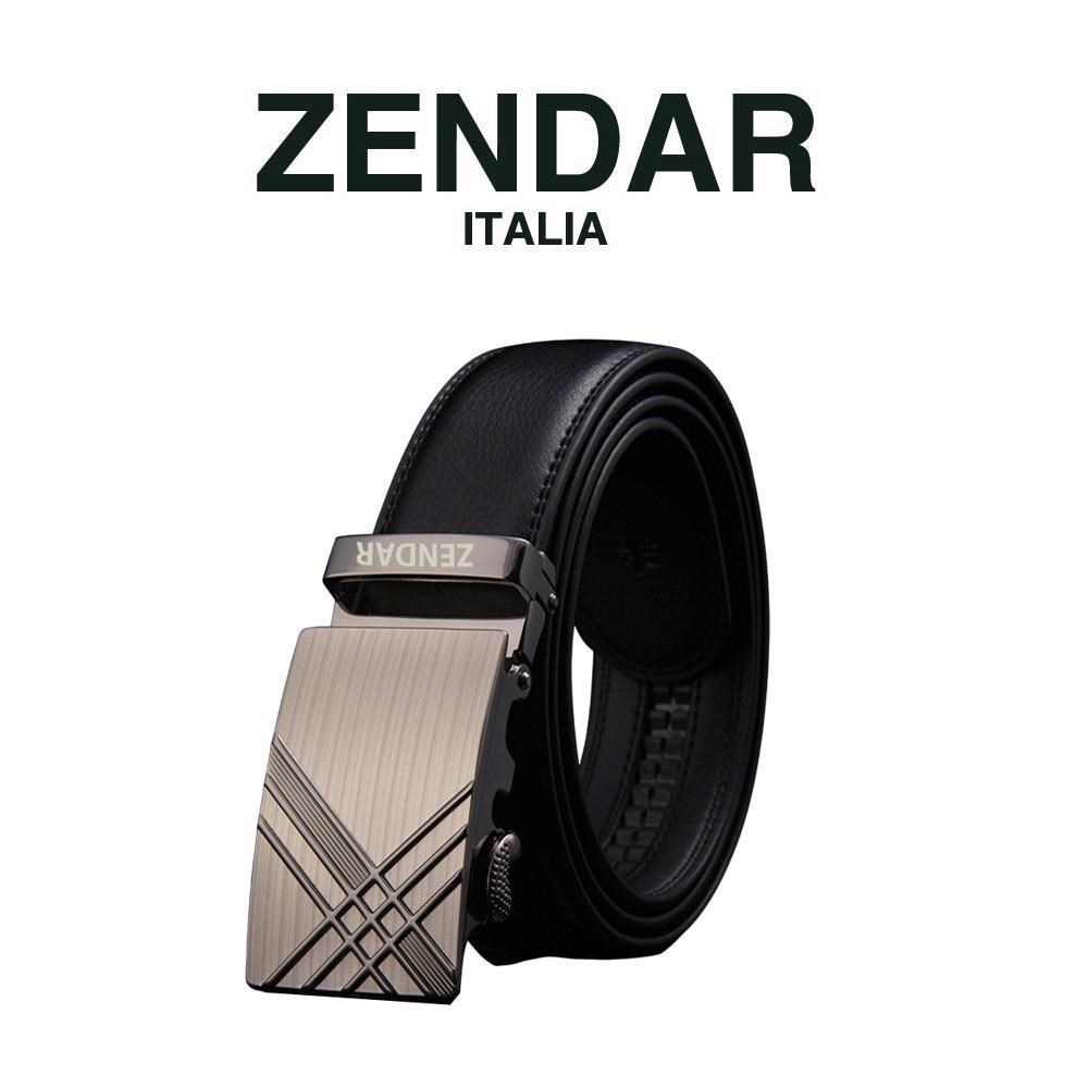 【ZENDAR】限量2折 頂級小牛皮皮革自動扣頭男用皮帶 全新專櫃展示品 6801M 送禮盒提袋