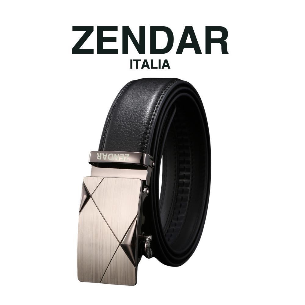 【ZENDAR】限量2折 頂級小牛皮皮革自動扣頭男用皮帶 全新專櫃展示品 6813M 送禮盒提袋