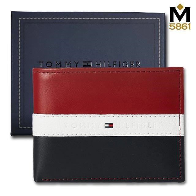 【Tommy】Tommy Hilfiger 男皮夾 牛皮夾 三彩皮面設計+Logo 品牌盒裝﹧三色