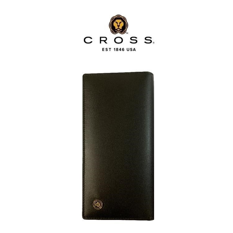 CROSS 限量1折 頂級義大利Squisito小牛皮22卡對開長夾 全新專櫃展示品-黑色