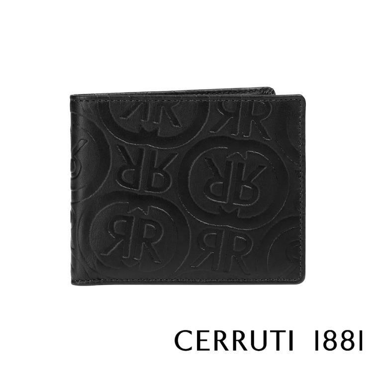 【Cerruti 1881】頂級義大利小牛皮4卡零錢袋短夾 NINO系列(黑色 CEPU05410M)