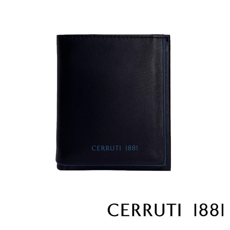 【Cerruti 1881】頂級義大利小牛皮6卡短夾 ROD系列(黑色 CEPU05427M)