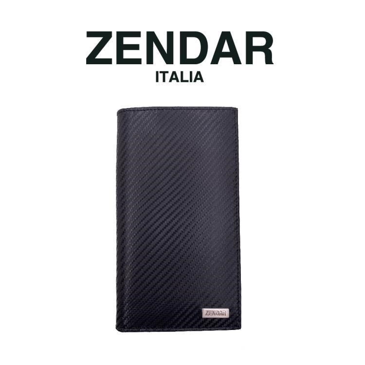 【ZENDAR】限量1折 頂級牛皮碳纖維紋16卡長夾 朱利安系列 全新專櫃展示品(黑色)