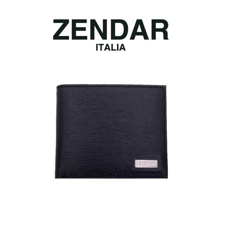【ZENDAR】限量2折 頂級牛皮極光紋8卡皮夾 安東尼奧系列 全新專櫃展示品_黑色