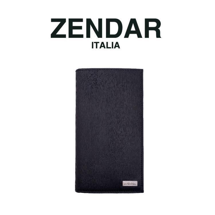 【ZENDAR】限量1折 頂級牛皮極光紋16卡長夾 安東尼奧系列 全新專櫃展示品(黑色)