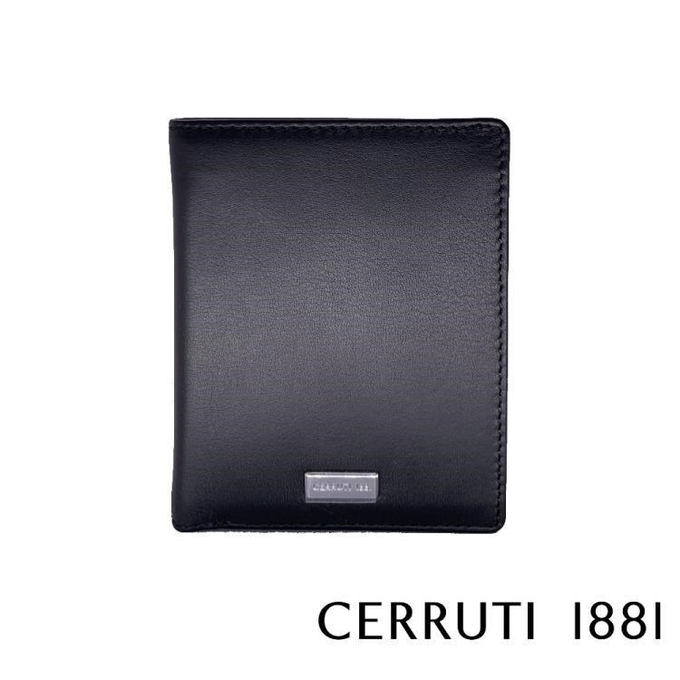 【Cerruti 1881】限量2折 頂級義大利小牛皮9卡透明窗短夾 全新專櫃展示品(5434M)