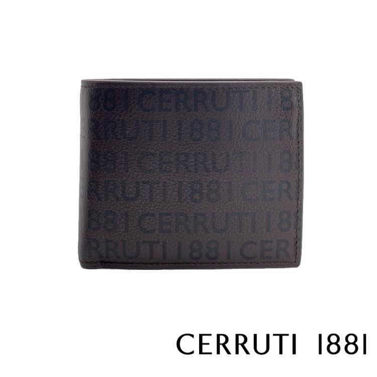 【Cerruti 1881】限量2折 頂級義大利小牛皮8卡短夾 全新專櫃展示品(咖啡色5033M)