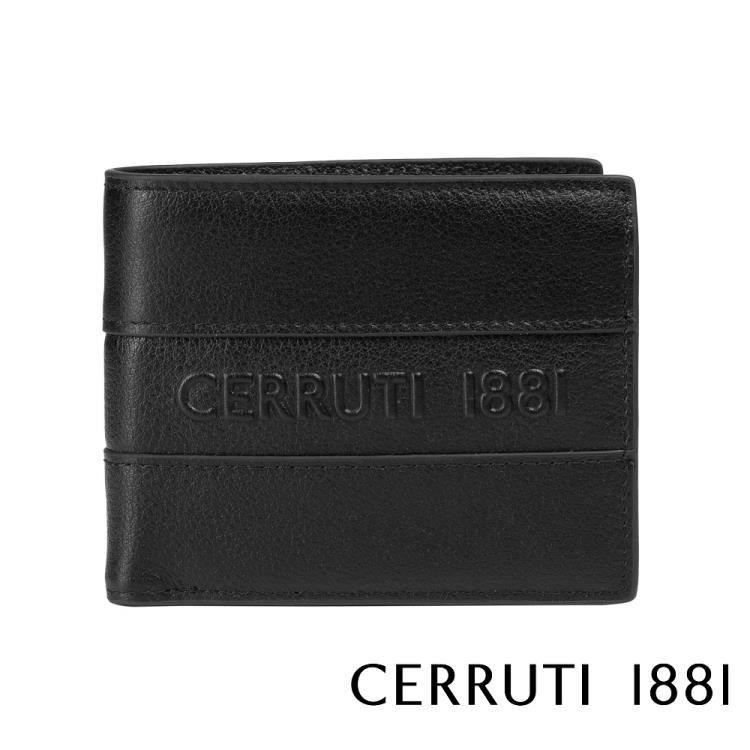 【Cerruti 1881】限量2折 頂級義大利小牛皮4卡零錢袋短夾 全新專櫃展示品(5039M)