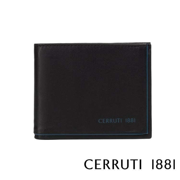 【Cerruti 1881】限量2折 頂級義大利小牛皮4卡零錢袋短夾 全新專櫃展示品(5420M)