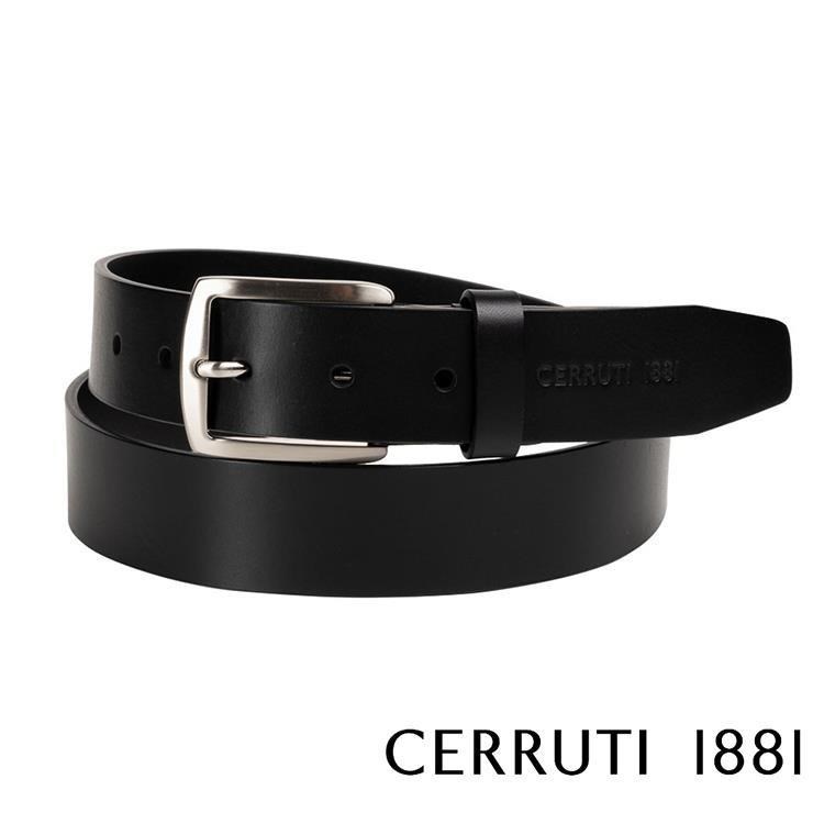 【Cerruti 1881】頂級義大利小牛皮皮帶(黑色 CECU06069M)