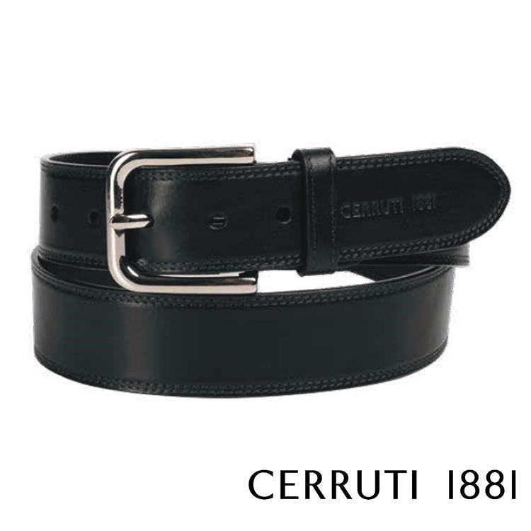 【Cerruti 1881】頂級義大利小牛皮皮帶(黑色 CECU06065M)