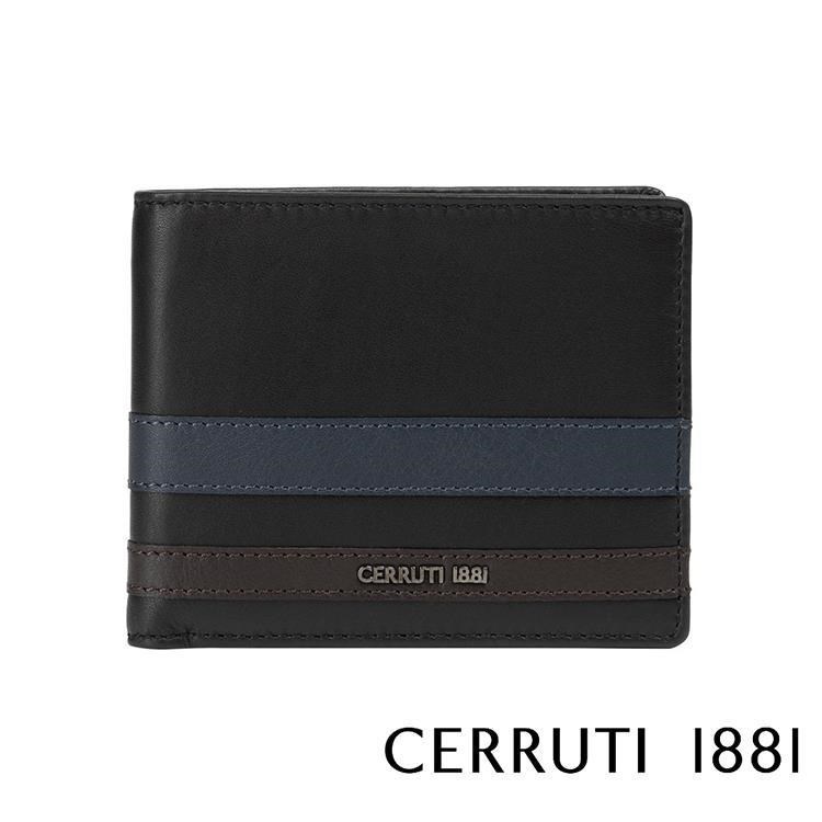 【Cerruti 1881】限量2折 頂級義大利小牛皮4卡零錢袋短夾 全新專櫃展示品(5693M)