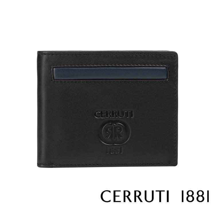 【Cerruti 1881】限量2折 頂級義大利小牛皮4卡零錢袋短夾 全新專櫃展示品(5700M)