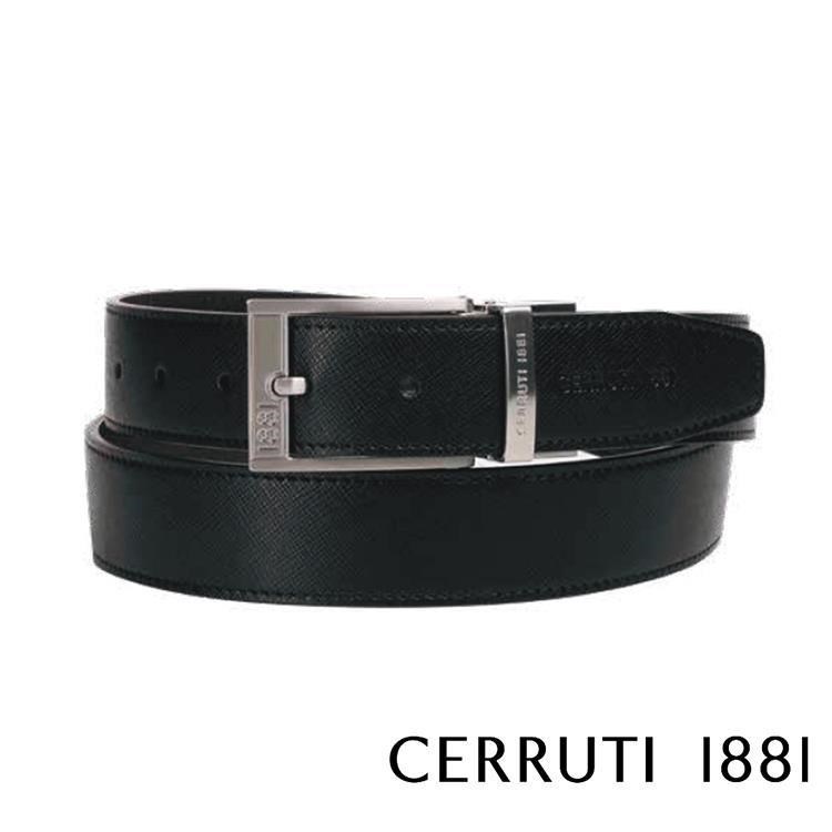 【Cerruti 1881】頂級義大利小牛皮皮帶(黑色 CECT06158M)