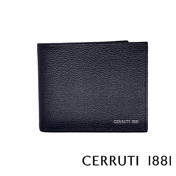 【Cerruti 1881】限量2折 頂級義大利小牛皮4卡零錢袋短夾 全新專櫃展示品(5397M)