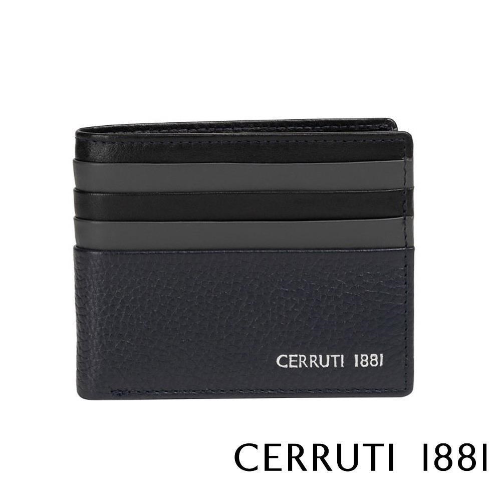 【Cerruti 1881】限量2折 頂級義大利小牛皮8卡短夾 全新專櫃展示品(6058M)