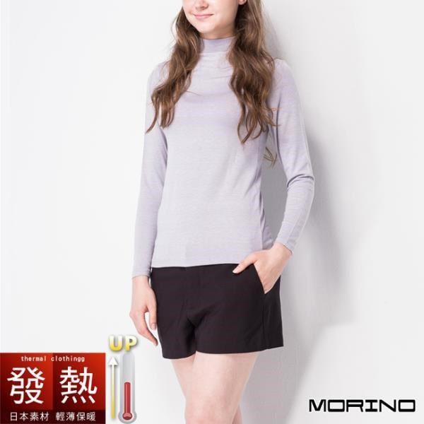 【MORINO】女內衣 日本素材發熱衣長袖立領衫 - 灰色