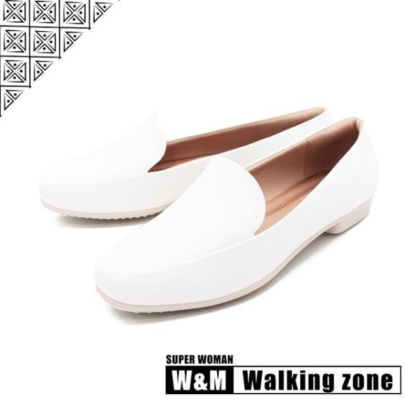 WALKING ZONE SUPERWOMAN系列百搭方頭平底樂福鞋女鞋-白(另有卡其.黑)