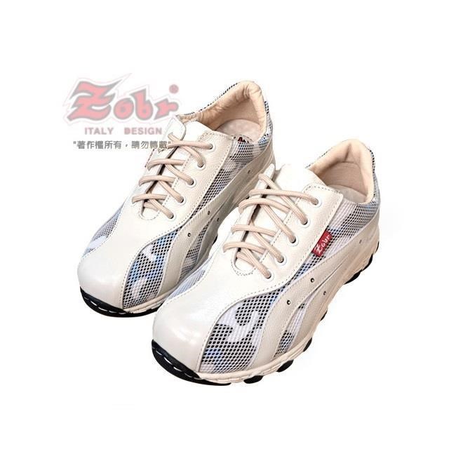 ZOBR路豹 運動式厚底真皮休閒鞋 DDB21 米/粉彩