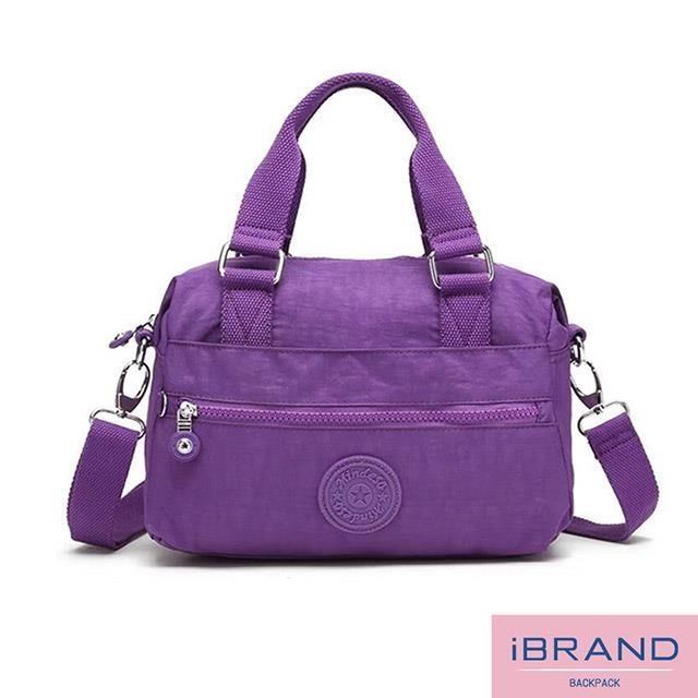 iBrand 輕盈素色防潑水尼龍手提斜側背包 -紫色 MDS-8515
