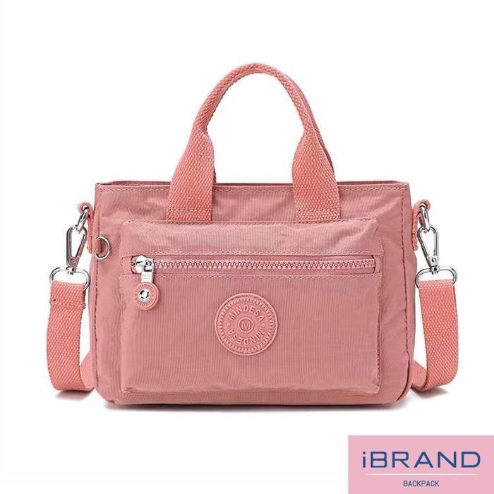 iBrand 輕巧防潑水口袋手提斜側背包 -粉色 MDS-8675